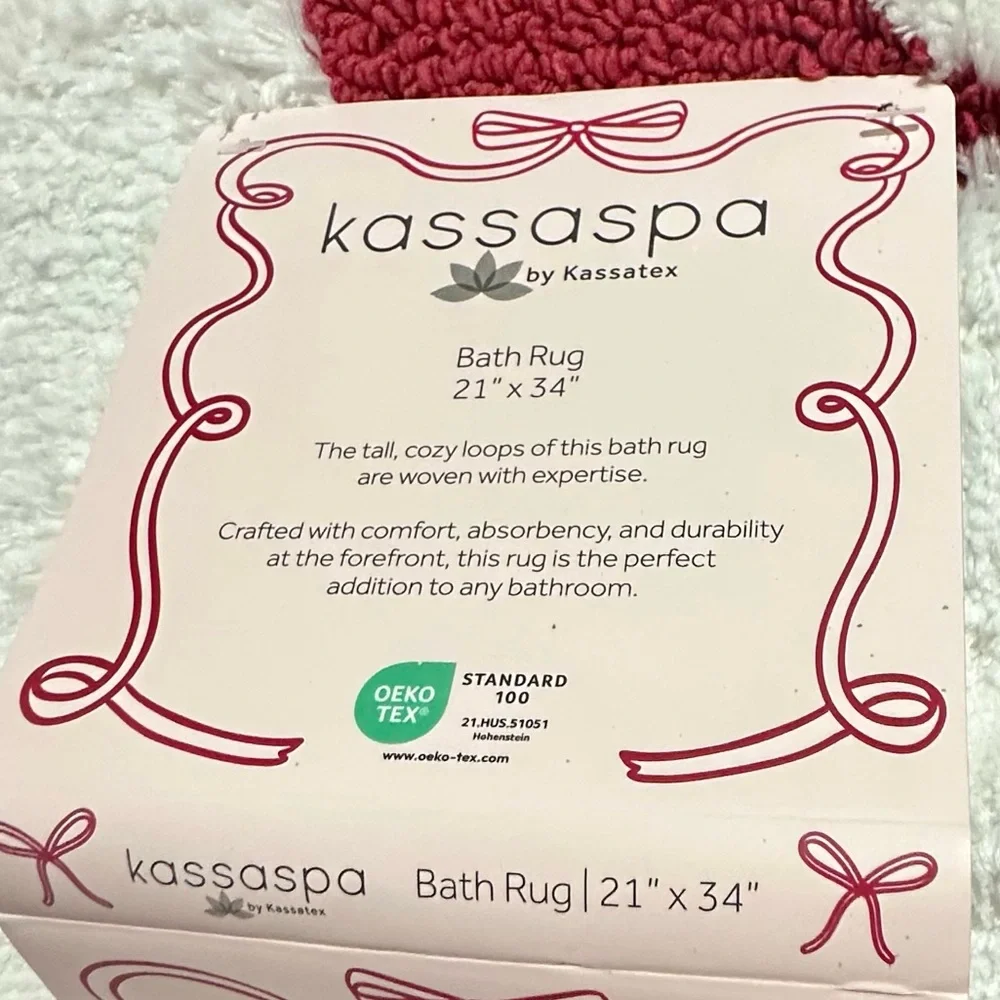 Kassaspa by kassatex valentine’s bath rug with red hearts and pink bows
